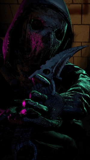 Legion from Dead by Daylight holding a knife