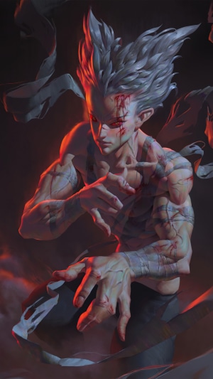 Garou from One Punch Man in an intense pose