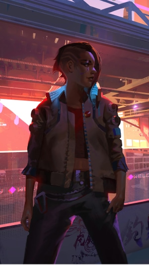 Female character from Cyberpunk 2077