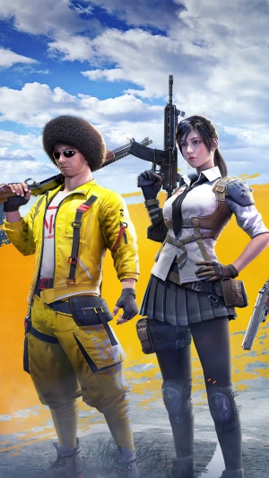 PUBG Mobile characters with guns