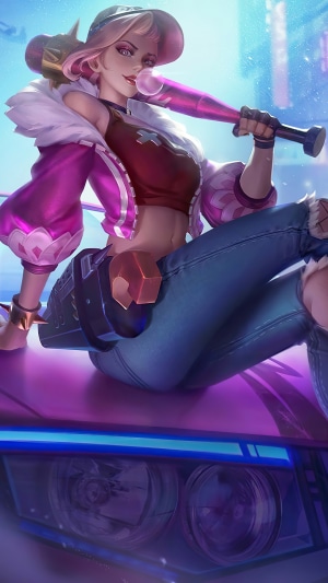 Fanny from Mobile Legends holding a baseball bat