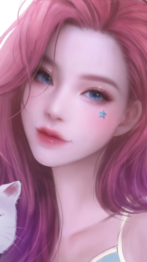 Seraphine from League of Legends with a cat