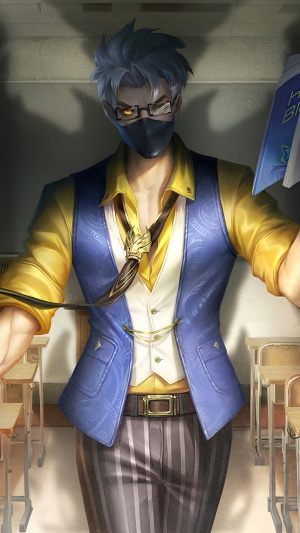Hanzo from Mobile Legends in a classroom