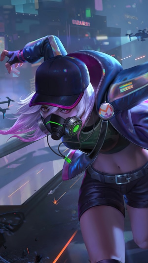 Natalia from Mobile Legends in Cyberpunk City
