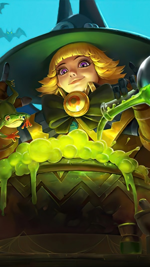 Lolita from Mobile Legends brewing a potion