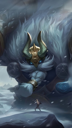 Grock from Mobile Legends in a snowy landscape