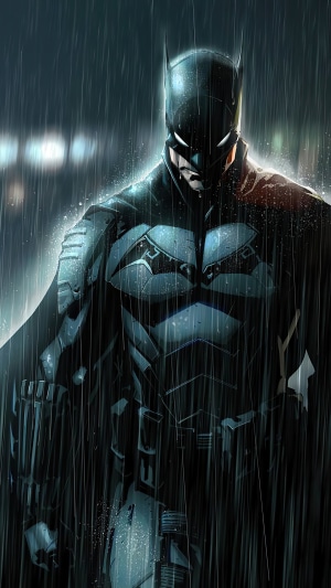 Batman from DC Comics in the Rain