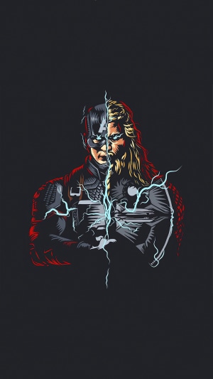 Captain America and Thor split portrait