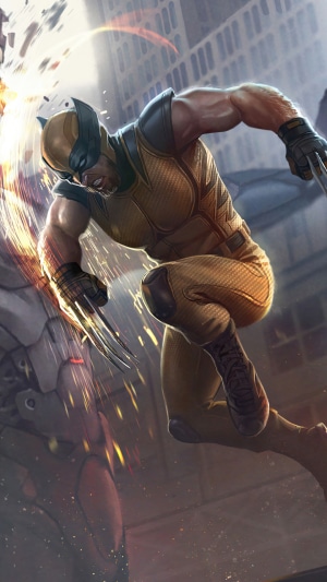 Wolverine from X-Men fighting a Sentinel