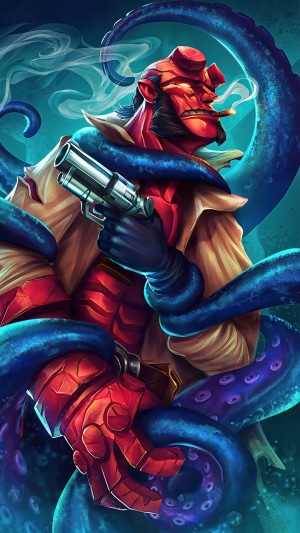 Hellboy with Tentacles and Revolver