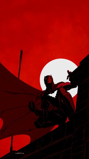 Batman from DC Comics on a rooftop