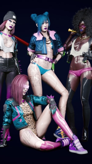 Cyberpunk 2077 girls with weapons