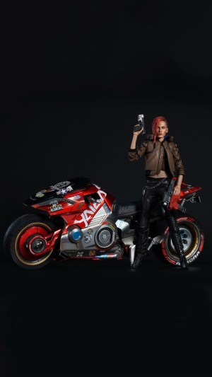 V from Cyberpunk 2077 with Yaiba Kusanagi motorcycle