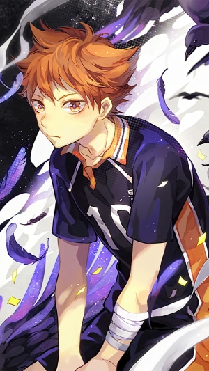 Shoyo Hinata from Haikyuu with Crow Artwork