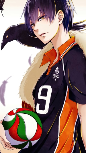 Tobio Kageyama from Haikyuu holding a volleyball