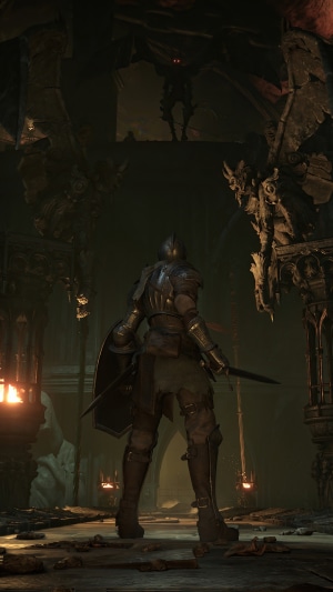Demon's Souls Knight facing a demon