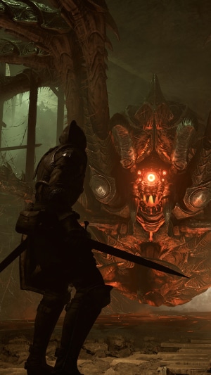 Demon's Souls: Knight facing a large demon