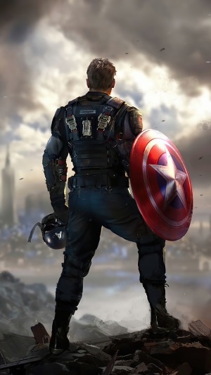 Captain America from Marvels Avengers holding his shield