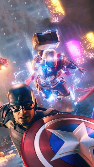 Captain America and Thor from Marvel's Avengers in battle