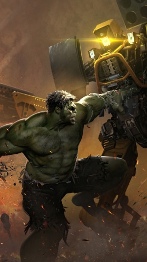 Hulk fighting a mech in Marvel's Avengers