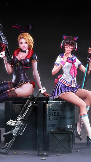 Two girls with guns from PUBG Mobile