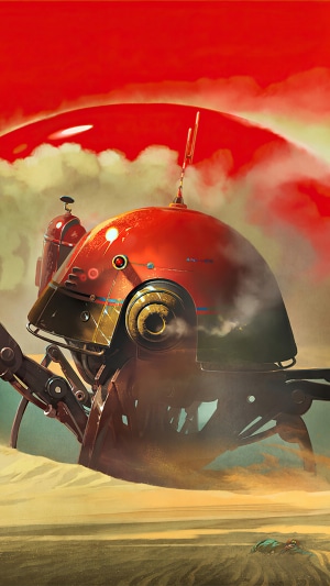 The Invincible Robot in a Desert Landscape