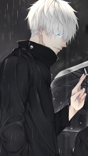 Satoru Gojo from Jujutsu Kaisen in the rain