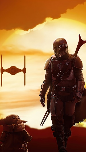 The Mandalorian and Grogu with TIE Fighter