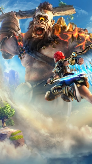Fenyx fighting a cyclops in Immortals Fenyx Rising
