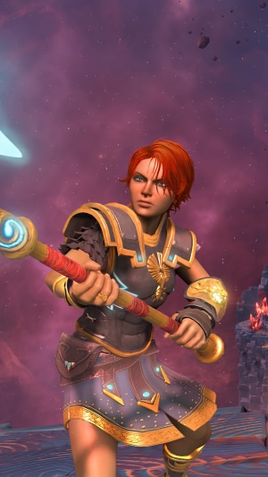 Fenyx from Immortals Fenyx Rising holding a staff
