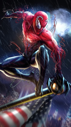 Spider-Man Symbiote on American Flag Pole