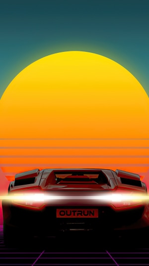 Outrun Sports Car at Sunset