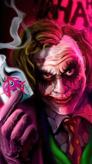Joker from DC Comics holding a card