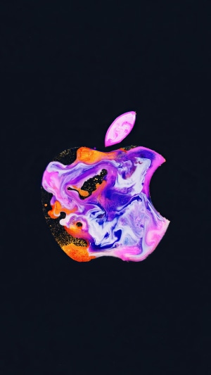 Apple logo with colorful paint splatter