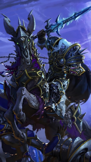 Arthas Menethil from World of Warcraft on a skeletal horse