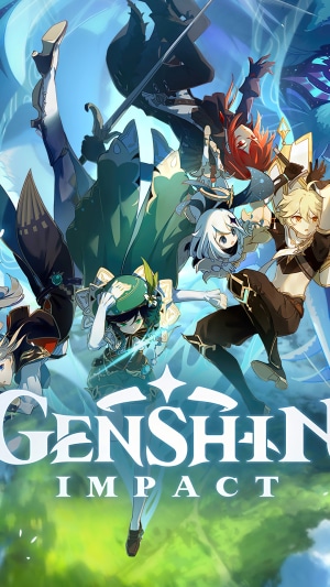 Genshin Impact characters in a dynamic pose