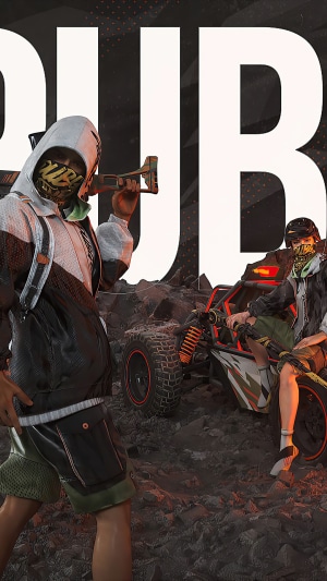 PUBG characters with a buggy