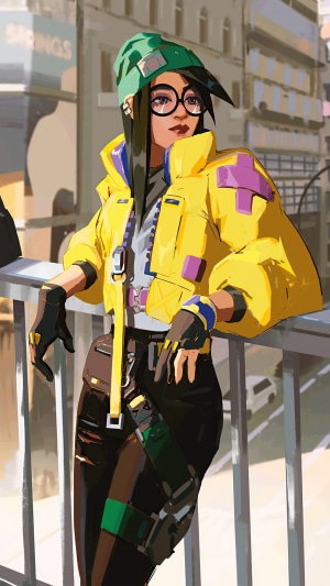 Killjoy from Valorant standing on a balcony