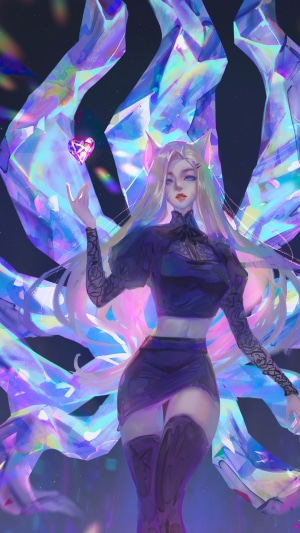 Ahri from League of Legends with crystal tails