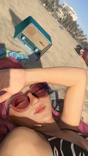 Seraphine from League of Legends on the beach