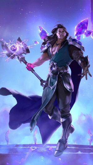 Taric from League of Legends holding a staff