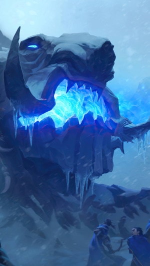 Ice Monster breathing blue energy in Freljord from Legends of Runeterra
