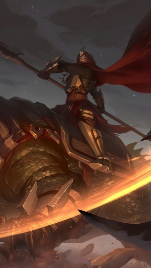 Darius from Legends of Runeterra riding a creature