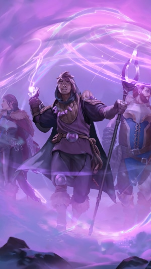 Targon characters casting magic in Legends of Runeterra