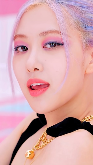 BLACKPINK Rosé with colorful hair and makeup