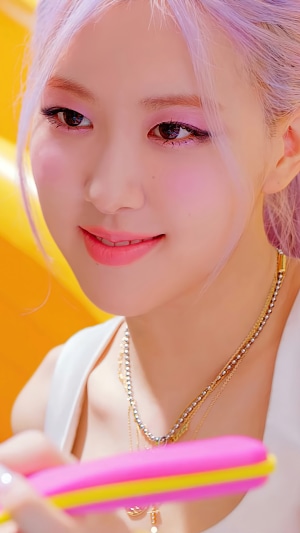 Rosé from BLACKPINK with pink hair