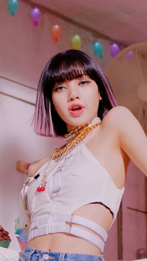 Lisa from BLACKPINK with cherry necklace