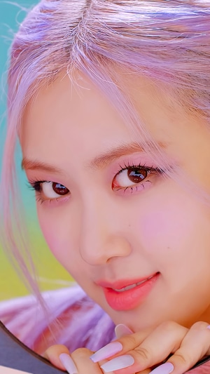 Rosé from BLACKPINK with purple hair