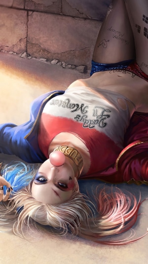 Harley Quinn from DC Comics lying down
