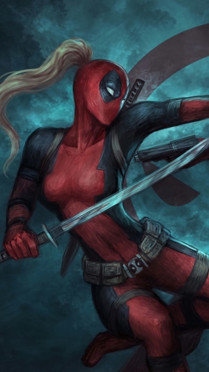 Lady Deadpool with Swords in Action Pose